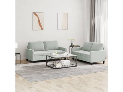 2dílná sedací souprava s poduškami světle šedá samet