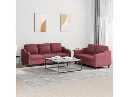 2dílná sedací souprava s poduškami vínová textil