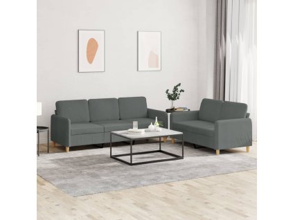 2dílná sedací souprava s poduškami tmavě šedá textil