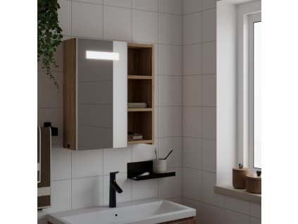 Koupelnová zrcadlová skříňka s LED osvětlením dub 45x13x52 cm