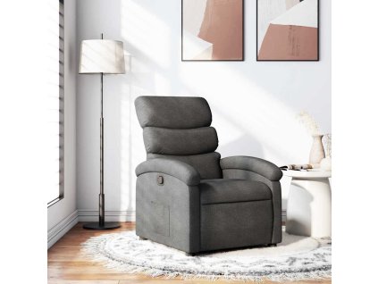 Polohovací křeslo tmavě šedé textil