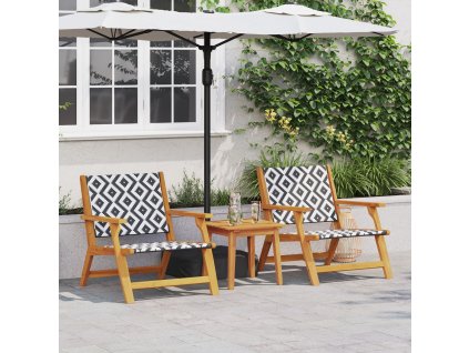 Zahradní židle se stolem 3 pcs Černá a bílá