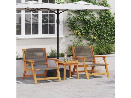 Zahradní židle se stolem 3 pcs Šedá Masivní akátové dřevo