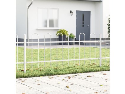 Zahradní plot s vrchním obloukem Bílý 5,1x0,6 m Ocel