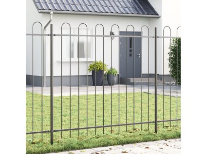 Zahradní plot s kývánkovým vrškem Šedý 6,8x1,5 m Ocel