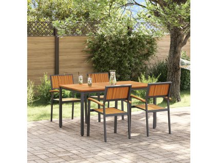 Zahradní jídelní souprava 5 pcs Černá a hnědá 150 x 90 x 75 cm