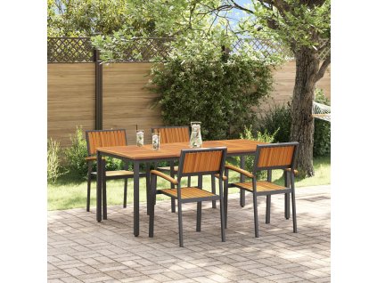 Zahradní jídelní souprava 5 pcs Černá a hnědá 180 x 90 x 75 cm