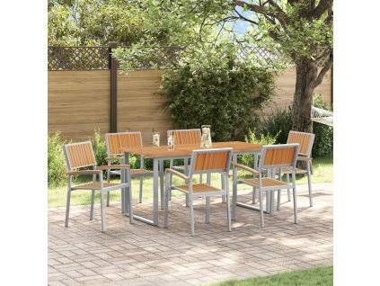 Zahradní jídelní souprava 7 pcs Šedo-hnědá 160 x 80 x 75 cm