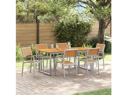 Zahradní jídelní souprava 7 pcs Šedo-hnědá 180 x 90 x 75 cm