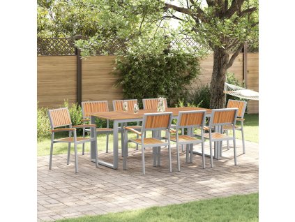 Zahradní jídelní souprava 9 pcs Šedo-hnědá 200 x 90 x 75 cm