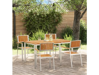 Zahradní jídelní sada 5 pcs Hnědá Pevné teakové dřevo