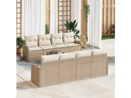 Sada zahradních pohovek Béžová 55 x 55 x 37 cm polyratan