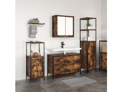 Sada koupelnového nábytku 3 pcs Kouřový dub kompozitní dřevo