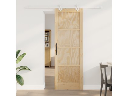 posuvné dveře s kováním 73.5x211 cm z masivního borového dřeva