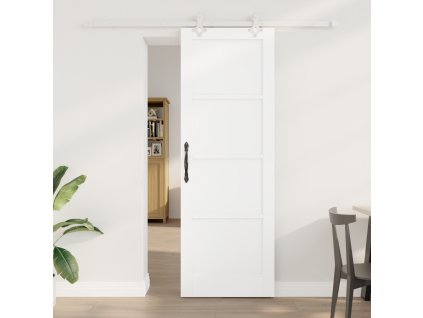 Posuvné dveře vidaXL s kovaním Bílá 73,5x211 cm Masivní dřevo borovice