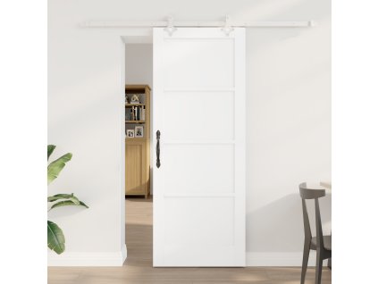Posuvné dveře vidaXL s železným vybavením Bílá 78x202 cm Masivní dřevo Borové