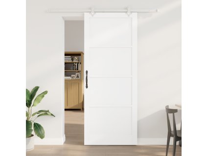 Posuvné dveře vidaXL s kováním Bílá 93x232 cm Masivní dřevo Borovice