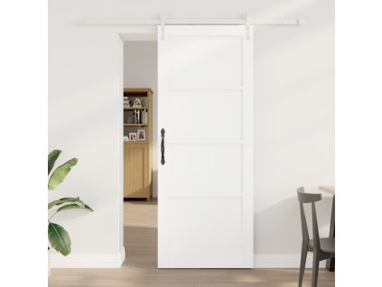 Posuvné dveře s kovaním Bílá 83x211 cm Masivní dřevo Borovice