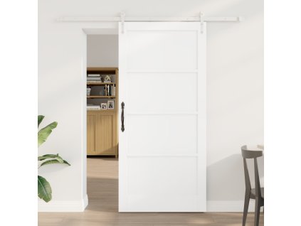 Posuvný dveře vidaXL s kováním Sada Bílá 93x202 cm Masivní dřevo Z borovice