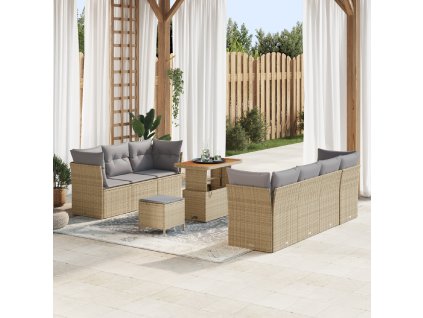 Sada zahradních pohovek s polštářem 10 pcs béžová a světle šedá