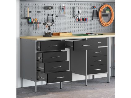Pracovní skříň se zásuvkou 3 pcs Černá 150 x 55 x 85 cm