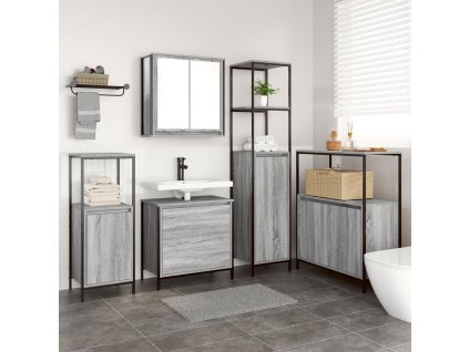 Sada koupelnového nábytku s policí 5 pcs Šedá 76.5 x 35 x 95 cm