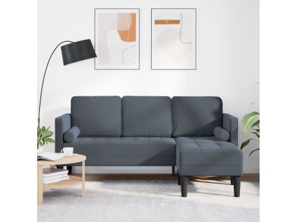 Set pohovek s polštářem 2 pcs Tmavě šedá Polyester