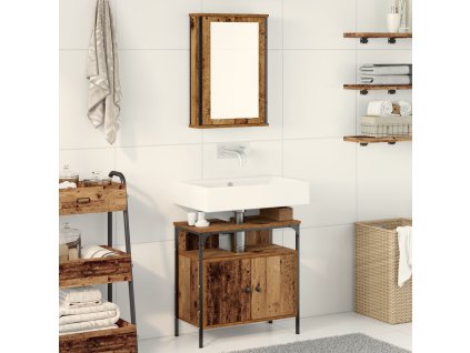 Sada koupelnového nábytku s policí 2 pcs Hnědá Kompozitní dřevo