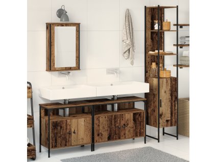 Sada koupelnového nábytku 4 pcs Staré dřevo kompozitní dřevo