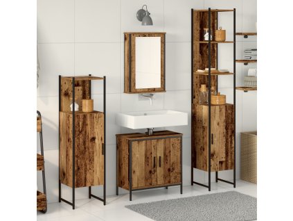 Sada koupelnového nábytku s policí 4 pcs Hnědá Kompozitní dřevo