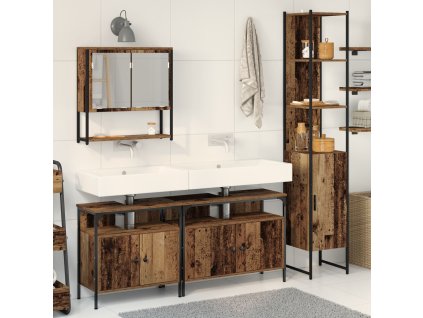 Sada koupelnového nábytku 4 pcs Staré dřevo kompozitní dřevo