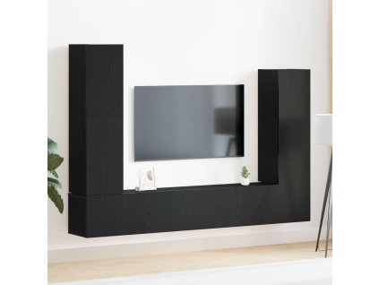 Sestava TV skříněk Nástěnný 6 pcs Černý dub kompozitní dřevo
