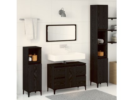 Sada koupelnového nábytku 3 pcs Černý dub Skládané dřevo a kov