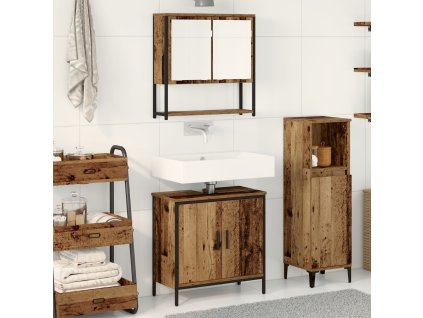 Sada koupelnového nábytku s policí 2 pcs Hnědá Kompozitní dřevo