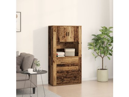 Vysoký bufet Staré dřevo 80 x 33 x 150 cm kompozitní dřevo