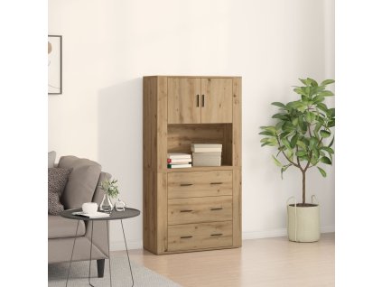 Vysoký bufet Artisanový dub 80 x 33 x 150 cm kompozitní dřevo