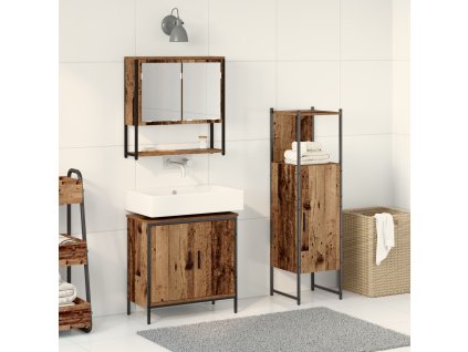 Sada koupelnového nábytku s policí 3 pcs Hnědá Kompozitní dřevo