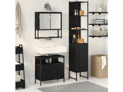 Sada koupelnového nábytku 3 pcs Černý dub kompozitní dřevo