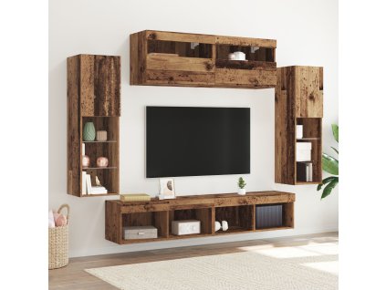Sestava TV skříněk Nástěnný 6 pcs Staré dřevo Kompozitní dřevo
