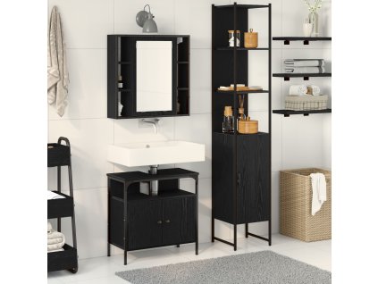 Sada koupelnového nábytku 3 pcs Černý dub kompozitní dřevo