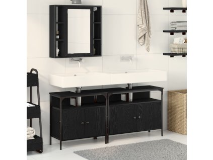 Koupelnové umyvadlové jednotky 3 pcs Černá 80 x 30 x 60 cm