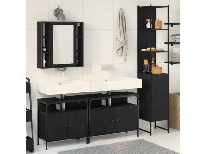 Sada koupelnového nábytku 4 pcs Černý dub kompozitní dřevo