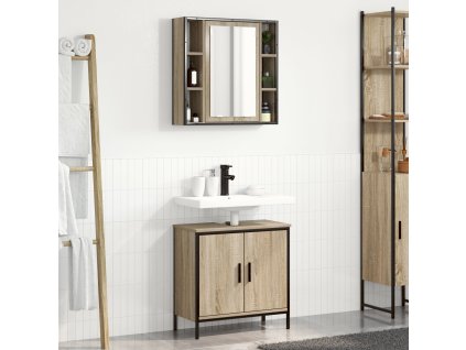 Sada koupelnového nábytku s policí 2 pcs Hnědá Kompozitní dřevo