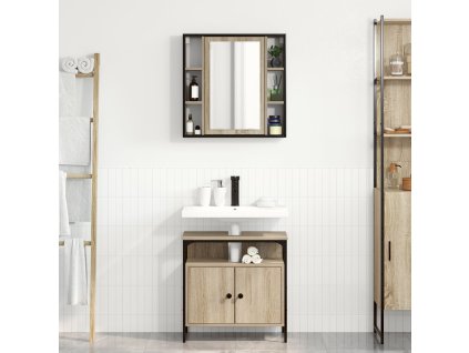 Sada koupelnového nábytku s policí 2 pcs Hnědá Kompozitní dřevo