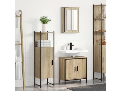 Sada koupelnového nábytku s policí 3 pcs Hnědá Kompozitní dřevo
