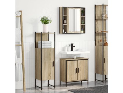 Sada koupelnového nábytku s policí 3 pcs Hnědá Kompozitní dřevo