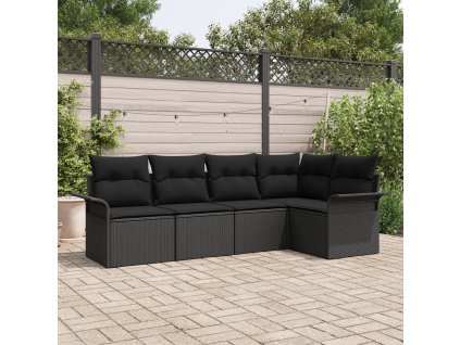 Sada zahradních pohovek s polštářem 5 pcs Černá polyratan