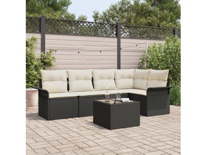 Sada zahradních pohovek s polštářem 6 pcs Černá polyratan