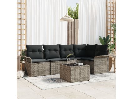 Sada zahradních pohovek s polštářem 6 pcs polyratan