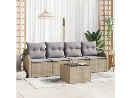 Sada zahradních pohovek Béžová 55 x 55 x 37 cm polyratan